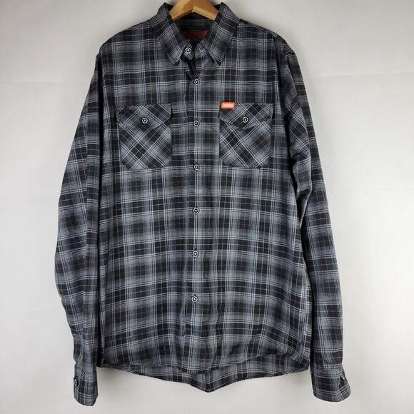Dixxon Flannel Company The Backroad Large Tall Black Gray D Tech Button Up Shirt - Picture 1 of 7
